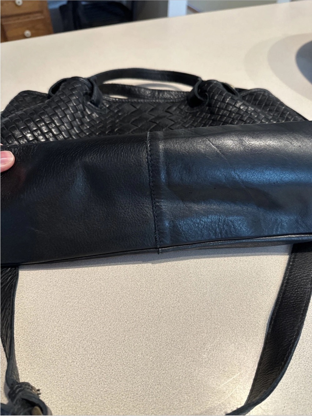 Black Woven Leather Bag - Classic satchel - Picture 4 of 4
